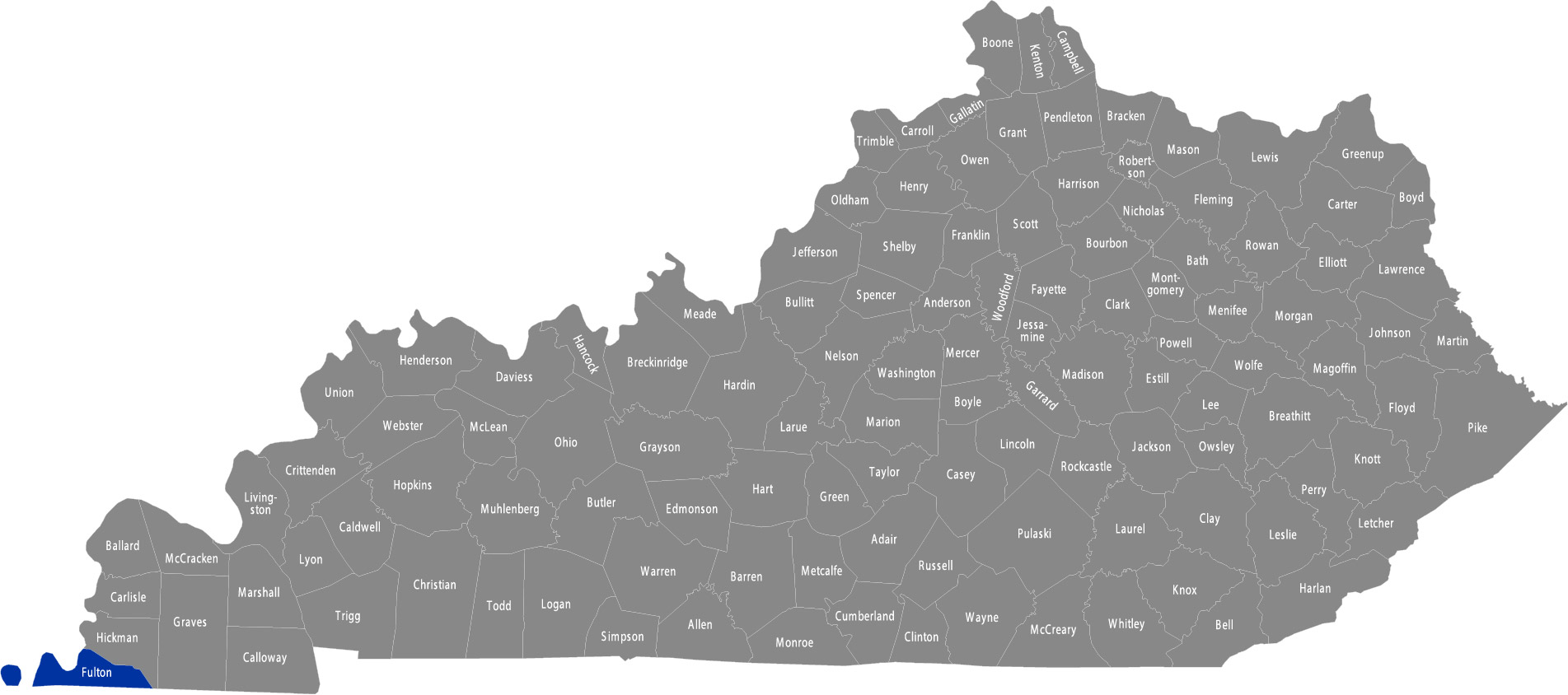 State of Kentucky map with Franklin County highlighted